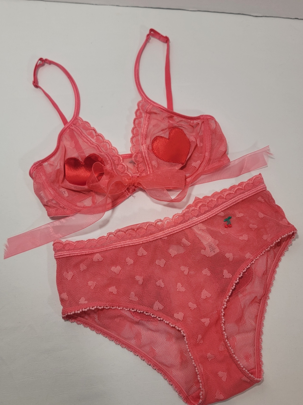 Victoria's Secret Heart Mesh Bra & Panty Set